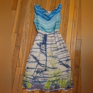 Anthropologie blue watercolor dress size 4